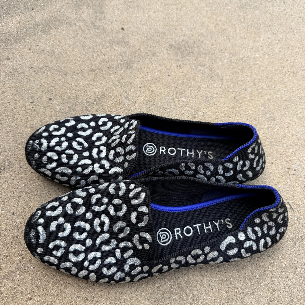 Rothy's Shoes Womens Size 8 Black Animal Print Knit Loafers Slip On Comfort - Picture 2 of 8